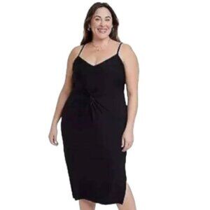 Ava + Viv Black TIe Knot Detail Midi Dress